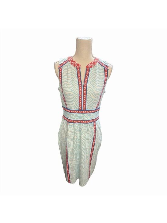 J. McLaughlin Dresses & Skirts - J. McLaughlin Lola Dress Womens M Blue Zebra Print Sleeveless Sheath Knee
